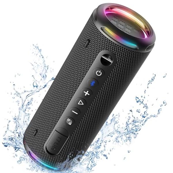 Altavoz Bluetooth portátil Tronsmart T7 Lite de 24 W, graves mejorados, luces arcoíris, 24 horas de reproducción, resistencia al agua IPX7, emparejamiento estéreo inalámbrico, Blue