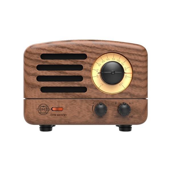 Altavoz Bluetooth portátil Muzen, pequeño altavoz inalámbrico vintage de madera OTR, radio FM con antena auxiliar, más de 10 h de reproducción, audio estéreo de alta fidelidad con 