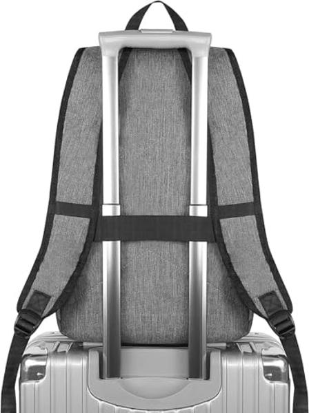 Mochila para portátil Mancro para viajes, antirrobo, para hombre, de negocios, con puerto de carga USB y candado, resistente al agua, color gris.