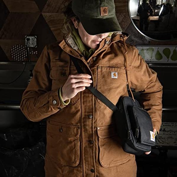 Bolso bandolera Carhartt unisex para adultos, resistente y ajustable, con cremallera, color negro, talla única