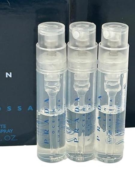 Perfume Prada OCEAN Luna Rossa EDT para hombre, muestra en spray, tamaño de viaje (mini), 1,2 ml (0,04 ml) - lote de 3