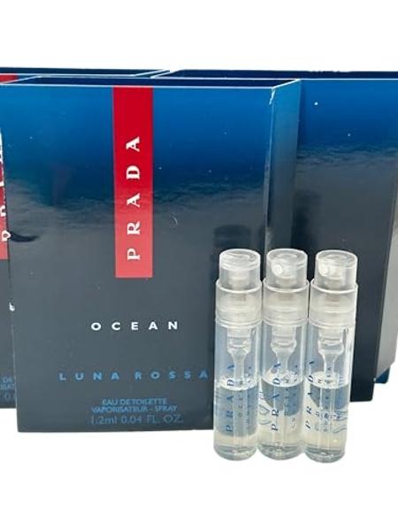 Perfume Prada OCEAN Luna Rossa EDT para hombre, muestra en spray, tamaño de viaje (mini), 1,2 ml (0,04 ml) - lote de 3