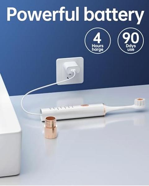 Cepillo de dientes eléctrico Aneebart Sonic (2 unidades) para adultos y niños. Cepillo de dientes de viaje con 12 cabezales Dupont, 6 modos y temporizador inteligente de 2 minutos 