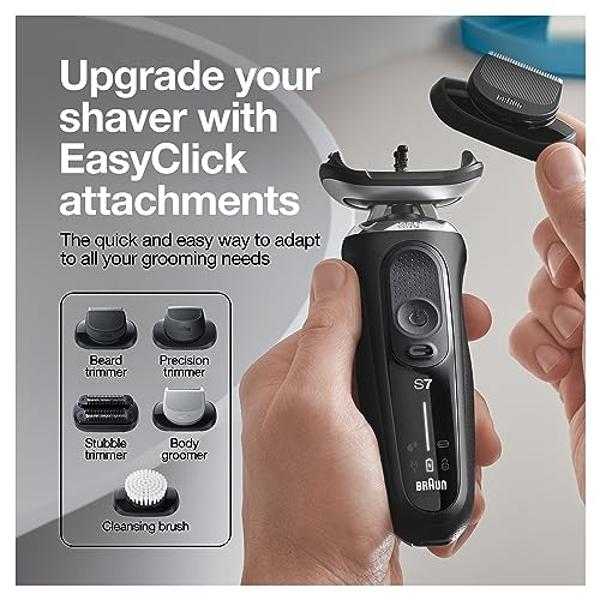Afeitadora eléctrica Braun Series 7 7075cc para hombre con SmartCare Center, recortadora de barba, afeitadora de láminas inalámbrica, recargable, para uso en seco y húmedo, color n