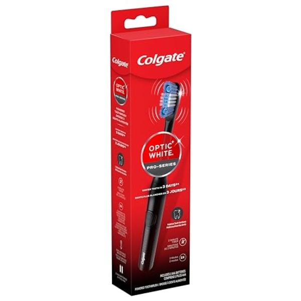 Cepillo de dientes Colgate 360 Optic White Pro-Series con batería negra