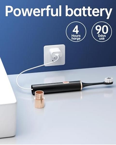 Cepillo de dientes eléctrico Aneebart Sonic (2 unidades) para adultos y niños. Cepillo de dientes de viaje con 12 cabezales Dupont, 6 modos y temporizador inteligente de 2 minutos 