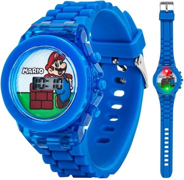 Reloj LCD infantil de Marvel Spider-Man: pulsera con luz LED intermitente, pantalla digital de hora, diseño en rojo y azul, caja de plástico resistente, correa de silicona ajustabl