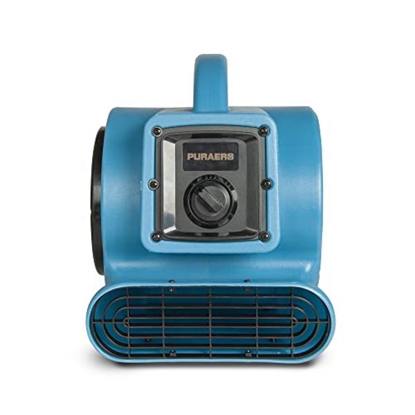 Miniventilador PURAERO | Secador de alfombras y soplador | Ventilador de piso de alta velocidad para espacios de acceso, áticos, sótanos y baños | 1/5 HP 800 CFM | Restauración de 