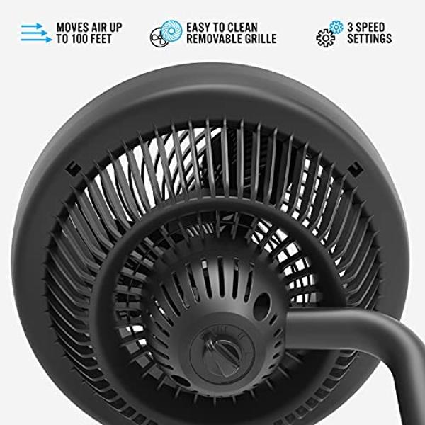 Ventilador circulador de aire Vornado 723 de tamaño completo para toda la habitación, negro, grande