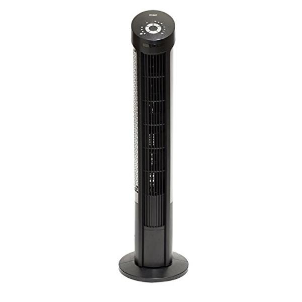 Ventilador de torre oscilante ultrafino Seville Classics para interiores, sin aspas, silencioso, con pantalla LED, ahorra espacio en casa, con control remoto y temporizador de 7.5 