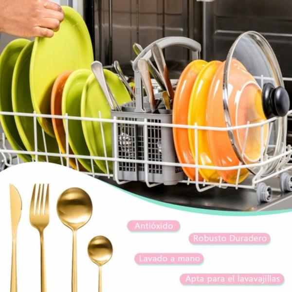 "Juego De Cubiertos Acero Inoxidable Dorado Topon 24 Piezas  Dorados