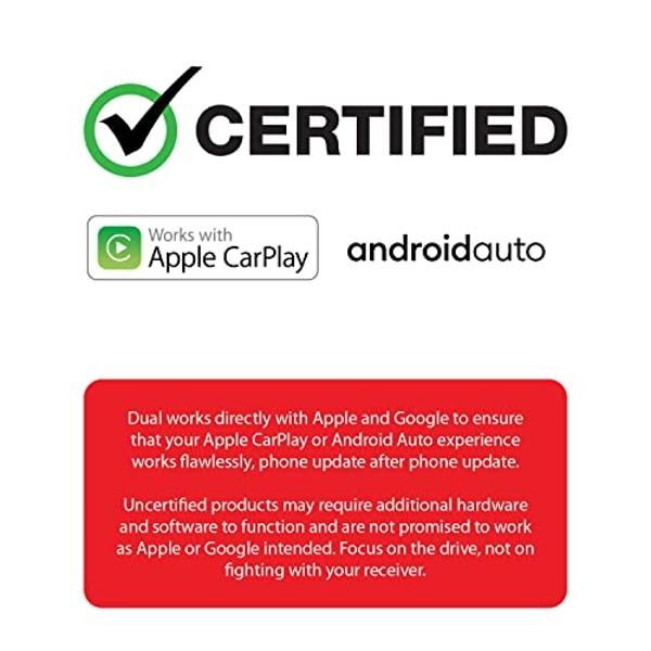 Radio estéreo para coche Dual Electronics DCA73W de 7 pulgadas con Apple CarPlay y Android Auto, con o sin cable | Pantalla táctil doble DIN | Bluetooth | Entrada para cámara de re