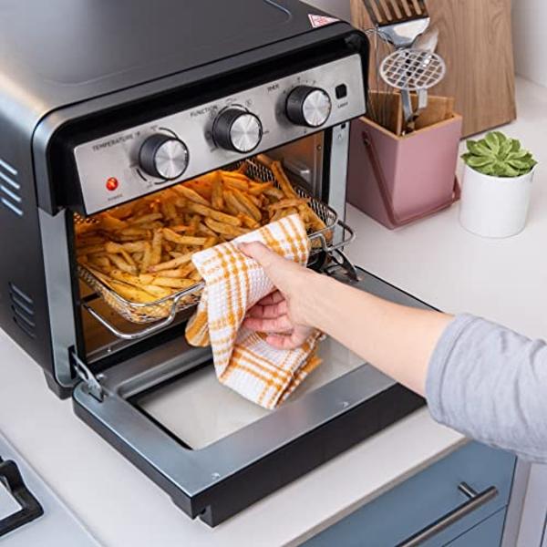 Freidora de aire Nuwave Brio Plus de 8 cuartos, color azul profundo, pantalla táctil LED digital con blanco frío, 10 °C a 200 °C con precisión de 5 °C, 3 opciones de potencia, 5 fu