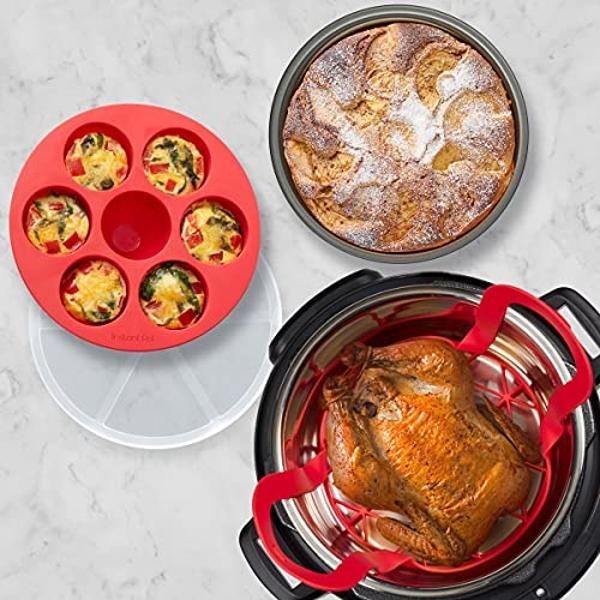 Juego oficial de cocina y repostería Instant Pot, compatible con ollas a presión eléctricas de 6 y 8 cuartos de galón y tapa para freidora de aire Duo Crisp, 4 piezas, multicolor