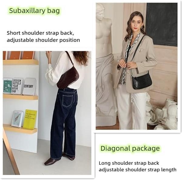 WSRYDJDL Monedero pequeño para mujer, ajustable, estilo retro, con estampado de cocodrilo y cierre de cremallera (apertura curva, negro)