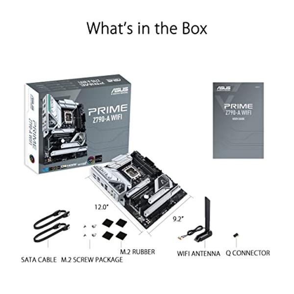 Placa base ASUS Prime Z790-A WiFi 6E LGA 1700 (Intel 14.º, 13.º y 12.º) ATX (16+1 DrMOS, PCIe 5.0, DDR5, 4 ranuras M.2, LAN de 2,5 Gb, USB 3.2 Gen 2 Tipo-C en el panel frontal, Thu