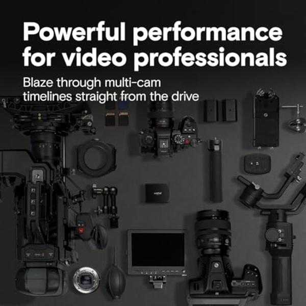 SSD portátil Crucial X10 Pro de 2 TB, hasta 2100 MB/s de lectura y 2000 MB/s de escritura, USB 3.2 USB-C, unidad de estado sólido externa, almacenamiento duradero para PC y Mac, pa