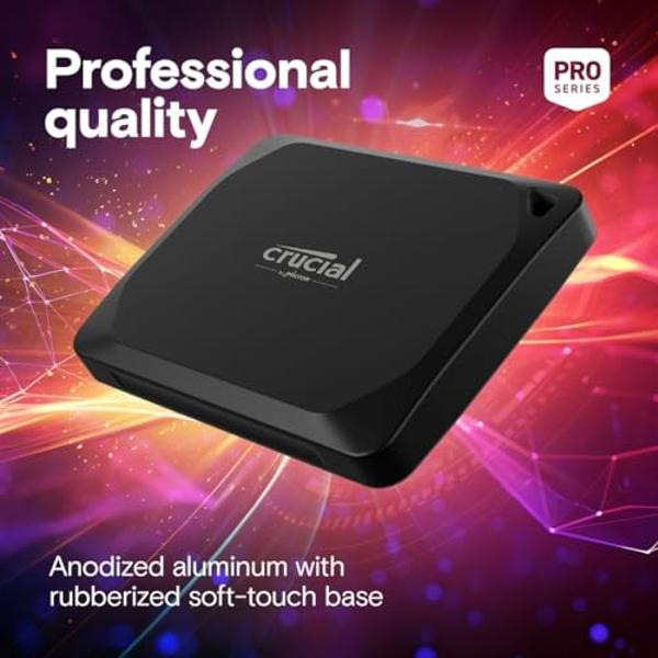 SSD portátil Crucial X10 Pro de 2 TB, hasta 2100 MB/s de lectura y 2000 MB/s de escritura, USB 3.2 USB-C, unidad de estado sólido externa, almacenamiento duradero para PC y Mac, pa