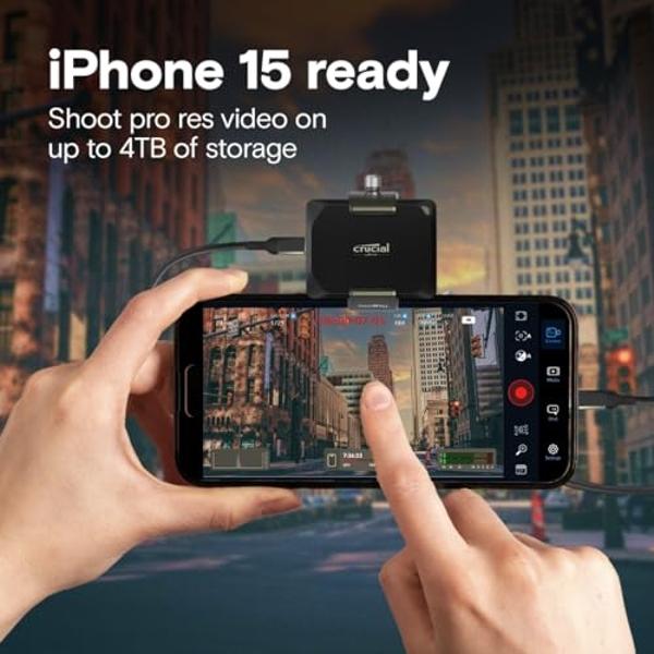 SSD portátil Crucial X10 Pro de 1 TB, hasta 2100 MB/s de lectura y 2000 MB/s de escritura, USB-C de 3.2", disco duro externo de estado sólido, almacenamiento duradero para PC y Mac