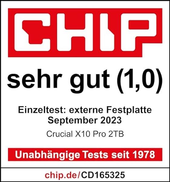 SSD portátil Crucial X10 Pro de 1 TB, hasta 2100 MB/s de lectura y 2000 MB/s de escritura, USB-C de 3.2", disco duro externo de estado sólido, almacenamiento duradero para PC y Mac