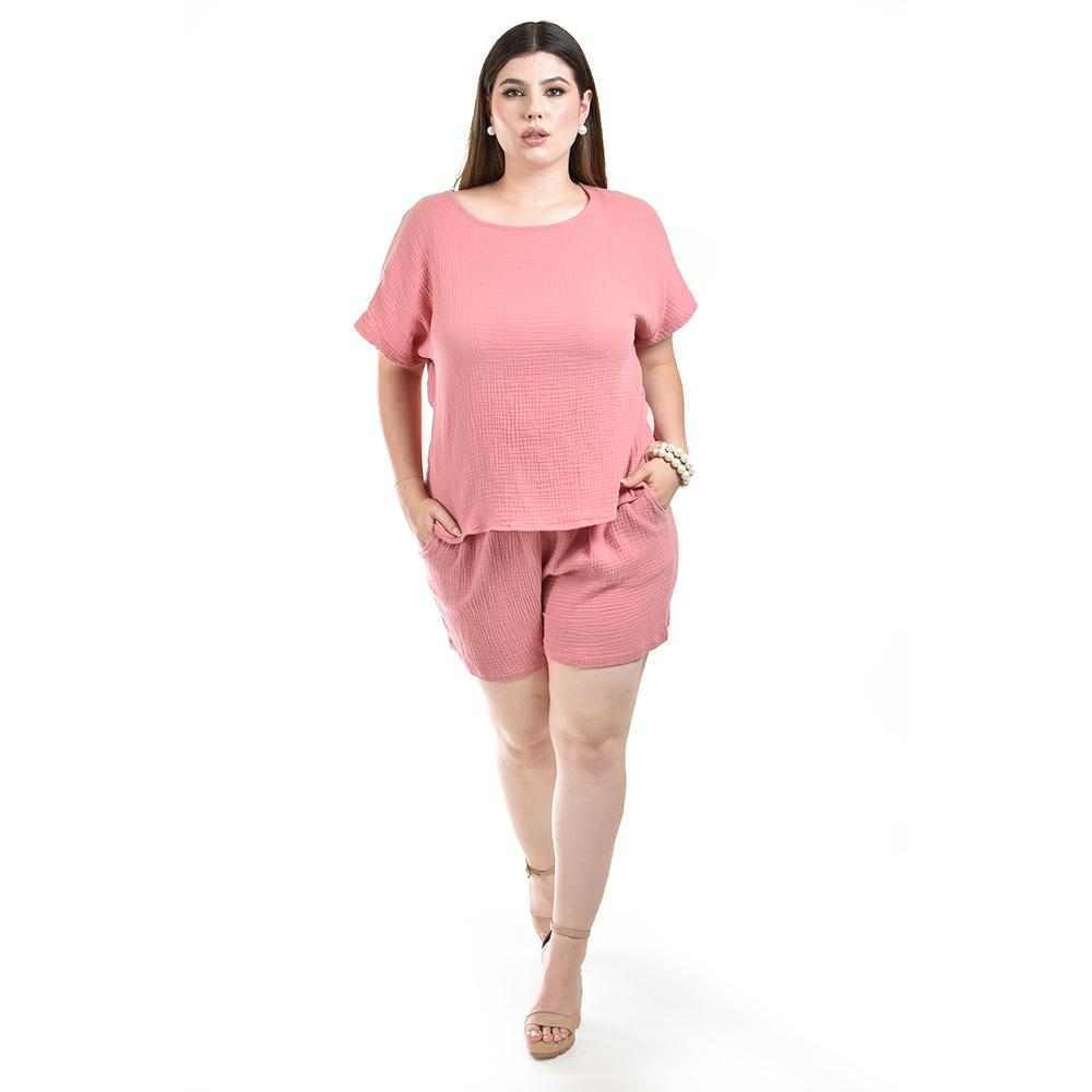 Set de algodon 2 piezas Roman Fashion /Tallas Extras, 008 (Rosa)