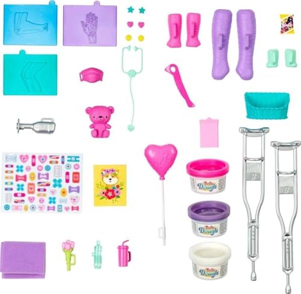 Set de juego Barbie Careers, Clínica de Casteo Rápido con Muñeca de Moda Doctora Morena, Muebles y más de 30 accesorios, incluyendo Moldes y Masa para Vendajes.