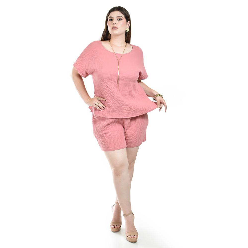 Set de algodon 2 piezas Roman Fashion /Tallas Extras, 008 (Rosa)