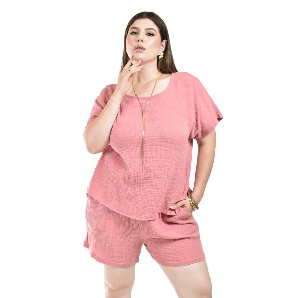 Set de algodon 2 piezas Roman Fashion /Tallas Extras, 008 (Rosa)