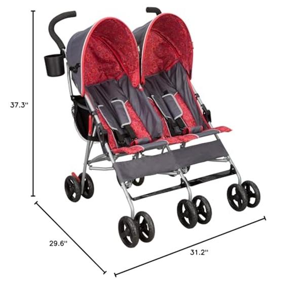 Cochecito Delta Children LX Side by Side, con reclinación, almacenamiento y plegado compacto, gris