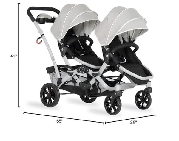 Cochecito doble Dream On Me Track Tandem con sombrilla en gris claro. Ligero, para bebés y niños pequeños, con asientos reversibles y reclinables multiposición, cesta de almacenami