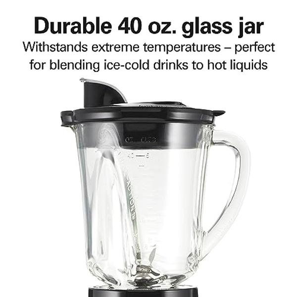 Licuadora y procesador de alimentos Hamilton Beach: jarra de vidrio de 1,2 litros, vaso portátil de viaje, picadora eléctrica de 3 tazas, 700 W, gris/negro (58163)