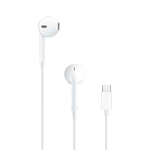Auriculares Apple EarPods con conector USB-C, auriculares con cable y control remoto integrado para controlar la música, las llamadas y el volumen.