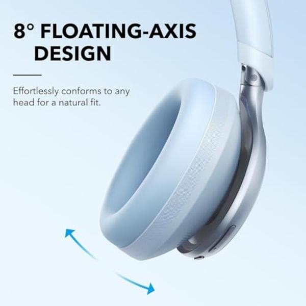 Soundcore by Anker, Space One, auriculares con cancelación activa de ruido, reducción de voz dos veces más potente, 40 horas de reproducción con cancelación activa de ruido (ANC), 