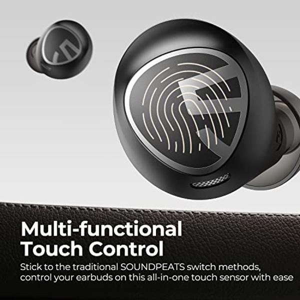 Audífonos inalámbricos intraaurales SoundPEATS Free2 Classic, 30 horas de reproducción, Bluetooth V5.1, micrófono integrado para llamadas nítidas, control táctil, modo individual/d