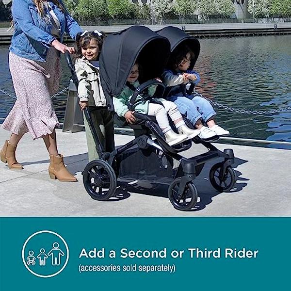 Cochecito convertible Contours Element, lado a lado, para bebés y niños pequeños, con asientos reversibles, compatible con asientos para bebés, amplio espacio de almacenamiento, ca