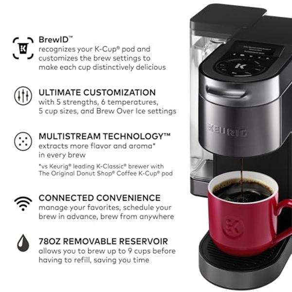 Cafetera inteligente Keurig K-Supreme Plus, cápsulas individuales K-Cup, tecnología BREWID y MultiStream, 78 oz, color negro