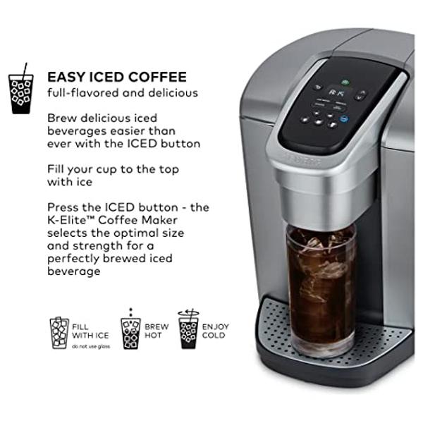 Cafetera programable Keurig K-Elite de una sola porción con cápsulas K-Cup (plata cepillada)