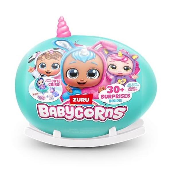 Muñeca interactiva Babycorns Serie 1 Grande (Gatito) de ZURU con luces y sonidos, Muñecas mágicas, Sorpresa, Desempaquetado, Niñas, Muñecas, Historia