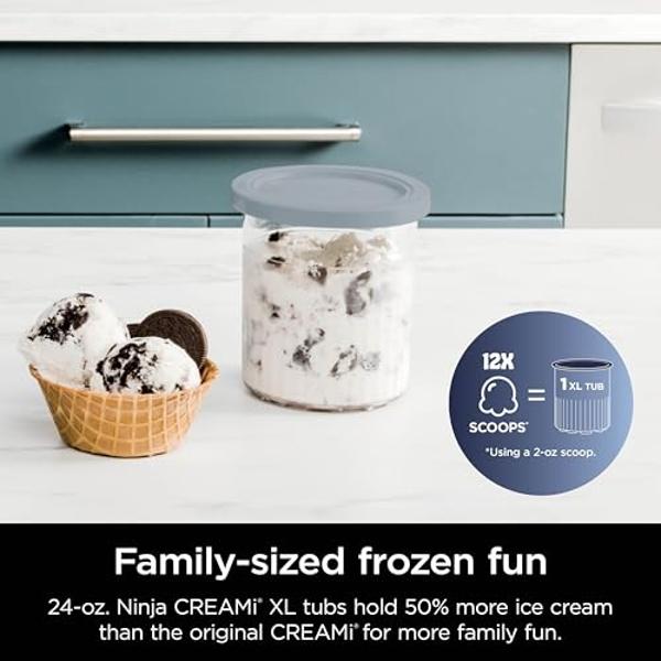 Máquina para hacer helados y postres helados Ninja CREAMi Deluxe: helado, sorbetes, batidos, yogur helado y más. 11 en 1, capacidad extragrande, plateada. Incluye dos envases famil
