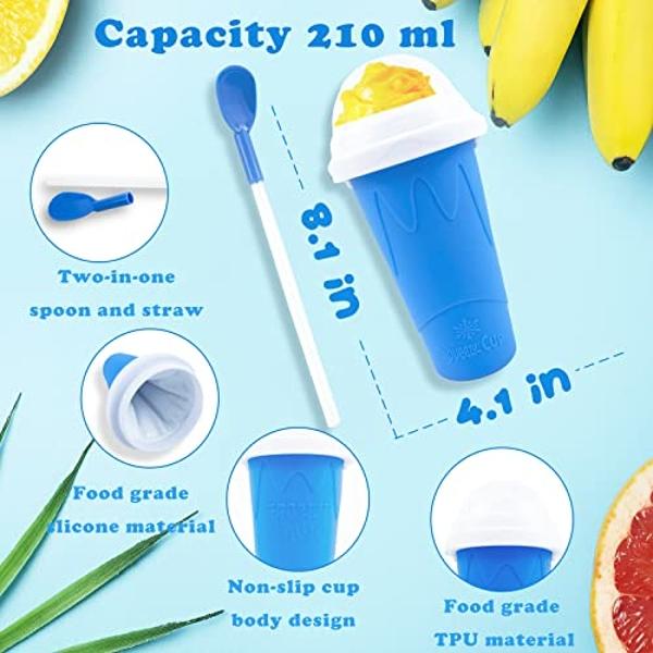 Máquina para hacer granizados Hoinvaet Magic Slushy Maker, vaso exprimidor, batidora casera, vaso refrescante, ¡hazlo tú mismo! (Azul)