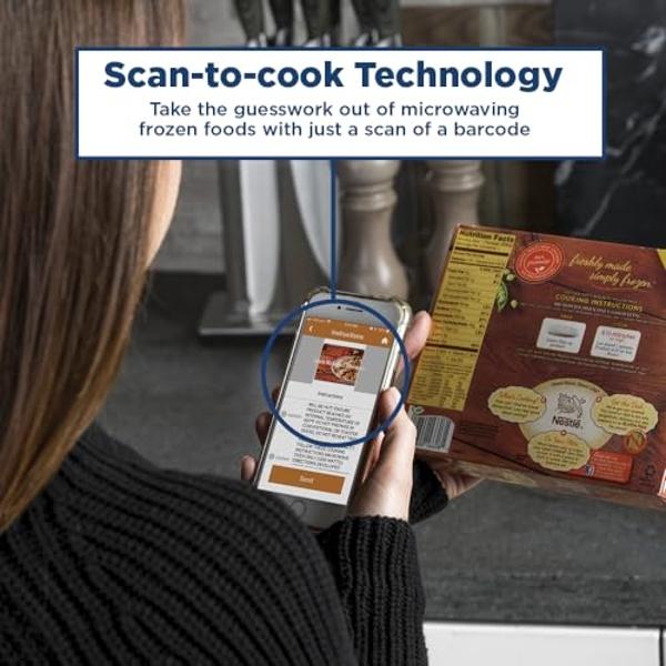 Horno microondas inteligente de encimera GE | Con tecnología Scan-to-Cook y conectividad wifi | Capacidad de 0.9 pies cúbicos, 900 vatios | Artículos esenciales para el hogar y la 