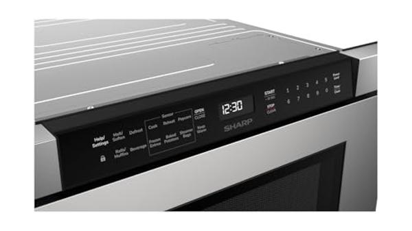 Horno microondas de cajón Sharp SMD2440JS, 24 pulgadas, 1.2 pies cúbicos, 950 vatios, panel de control táctil en ángulo, acero inoxidable