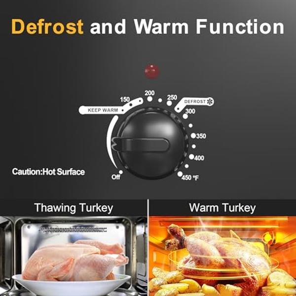 Horno asador eléctrico de 26 cuartos de galón, asador de pavo eléctrico con tapa de visualización y auto-rociado, horno asador de pavo de acero inoxidable, color negro