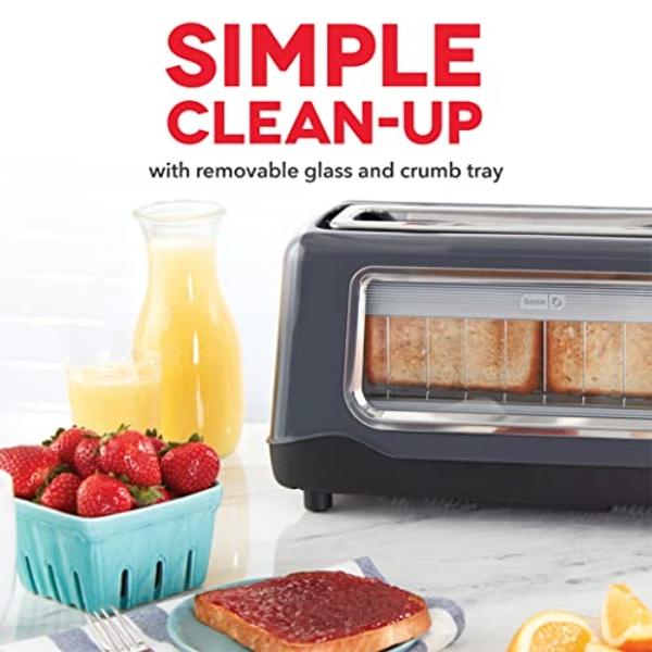 Tostadora DASH Clear View: Tostadora de ranuras extra anchas con ventana transparente - Descongelación, recalentamiento y apagado automático para bagels, panes especiales y otros p