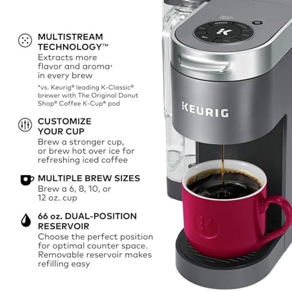 Cafetera de cápsulas Keurig K-Express de una sola porción, 3 tamaños de café, botón de función potente, depósito extraíble de 1,1 l, color Island Berry