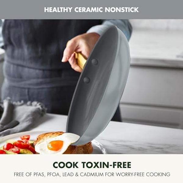 Juego de ollas y sartenes GreenPan Valencia Pro anodizados duros de 11 piezas, con revestimiento antiadherente de cerámica sin PFAS ni PFOA, apto para inducción, sartenes, cacerola