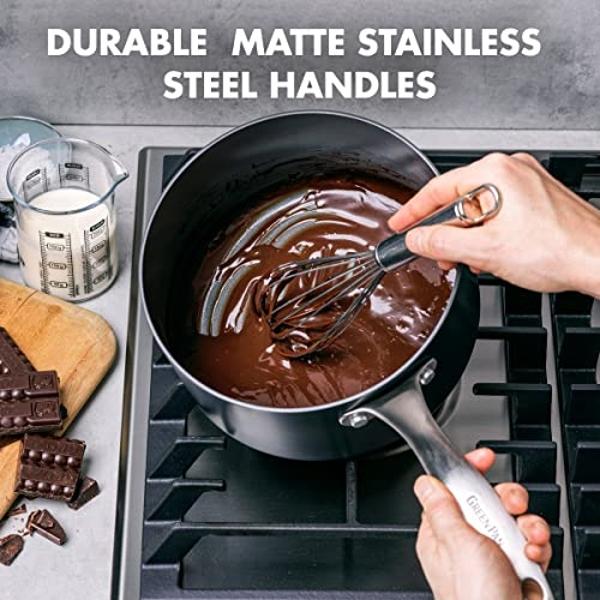 GreenPan Canterbury - Juego de 10 ollas y sartenes de cerámica antiadherentes anodizadas duras, aptas para lavavajillas y horno, color negro