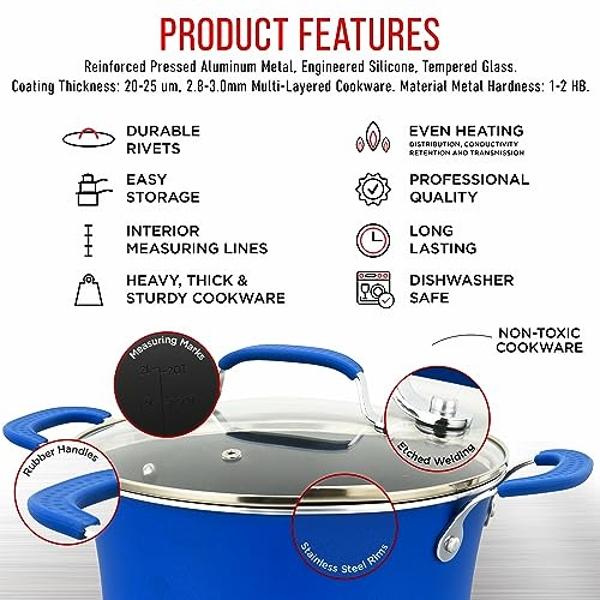 GreenPan Canterbury - Juego de 10 ollas y sartenes de cerámica antiadherentes anodizadas duras, aptas para lavavajillas y horno, color negro