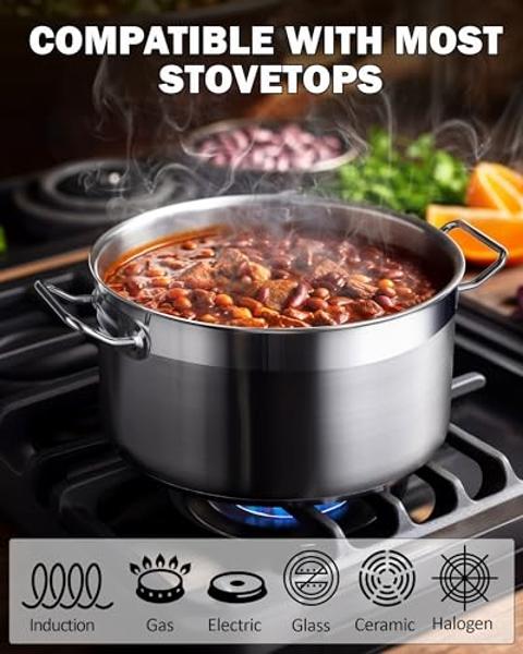 Juegos de utensilios de cocina Cooks Standard de acero inoxidable, ollas y sartenes profesionales que incluyen cacerola, sartén para saltear y olla con tapa, 8 piezas, color platea