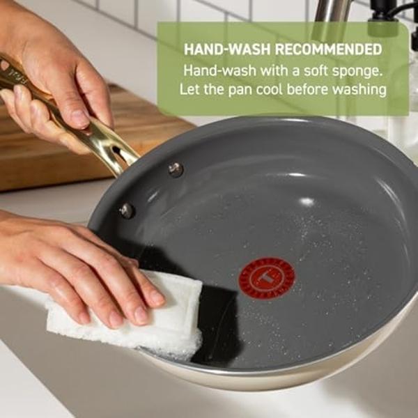 Juego de utensilios de cocina antiadherentes T-fal Preserve Ceramic de 13 piezas, apto para horno y asador a 177 °C. Incluye sartenes, cacerolas, cacerolas, horno holandés, tapas, 